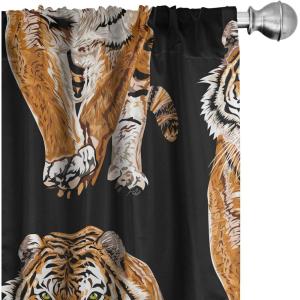 Ambesonne Garden Scene Curtains, Autumn Vibes Romantic Themed Monochrome Daisy Pattern Neutral Art, Window Treatments 2 Panel Set for Living Room Bedroom, Pair of – 28″ x 95″, Charcoal Grey Eggshell(Charcoal Grey Amber)