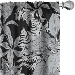 Ambesonne Garden Scene Curtains, Autumn Vibes Romantic Themed Monochrome Daisy Pattern Neutral Art, Window Treatments 2 Panel Set for Living Room Bedroom, Pair of – 28″ x 95″, Charcoal Grey Eggshell(Charcoal Grey and Pale Grey)