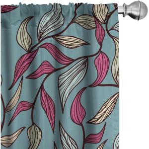 Ambesonne Garden Scene Curtains, Autumn Vibes Romantic Themed Monochrome Daisy Pattern Neutral Art, Window Treatments 2 Panel Set for Living Room Bedroom, Pair of – 28″ x 95″, Charcoal Grey Eggshell(Cadet Blue and Cream)