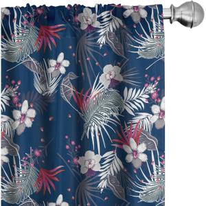 Ambesonne Garden Scene Curtains, Autumn Vibes Romantic Themed Monochrome Daisy Pattern Neutral Art, Window Treatments 2 Panel Set for Living Room Bedroom, Pair of – 28″ x 95″, Charcoal Grey Eggshell(Dark Pink Dark Lavender)