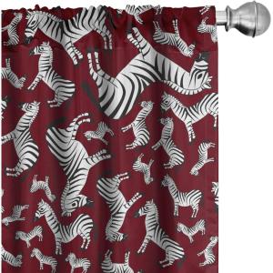 Ambesonne Garden Scene Curtains, Autumn Vibes Romantic Themed Monochrome Daisy Pattern Neutral Art, Window Treatments 2 Panel Set for Living Room Bedroom, Pair of – 28″ x 95″, Charcoal Grey Eggshell(Raspberry and White)