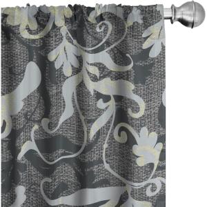 Ambesonne Garden Scene Curtains, Autumn Vibes Romantic Themed Monochrome Daisy Pattern Neutral Art, Window Treatments 2 Panel Set for Living Room Bedroom, Pair of – 28″ x 95″, Charcoal Grey Eggshell(Pale Ceil Blue Pale Grey)