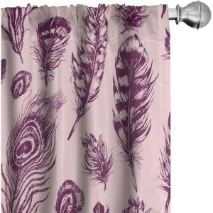 Ambesonne Garden Scene Curtains, Soft Tones Flowers Boho Pattern Springtime Inspired Neutral Art, Window Treatments 2 Panel Set for Living Room Bedroom, Pair of – 28″ x 95″, Lavender Blue Warm Taupe(Plum and Blush)