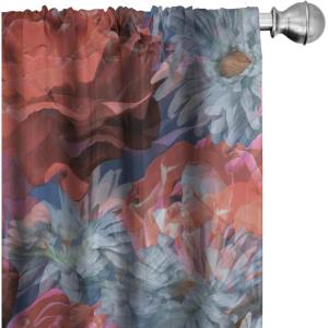 Ambesonne Garden Scene Curtains, Soft Tones Flowers Boho Pattern Springtime Inspired Neutral Art, Window Treatments 2 Panel Set for Living Room Bedroom, Pair of – 28″ x 95″, Lavender Blue Warm Taupe(Dark Coral Almond Green)