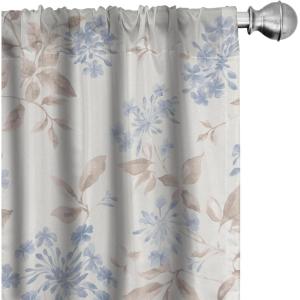 Ambesonne Garden Scene Curtains, Soft Tones Flowers Boho Pattern Springtime Inspired Neutral Art, Window Treatments 2 Panel Set for Living Room Bedroom, Pair of – 28″ x 95″, Lavender Blue Warm Taupe(Lavender Blue Warm Taupe)