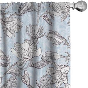 Ambesonne Garden Scene Curtains, Soft Tones Flowers Boho Pattern Springtime Inspired Neutral Art, Window Treatments 2 Panel Set for Living Room Bedroom, Pair of – 28″ x 95″, Lavender Blue Warm Taupe(Soft Blue and Dark Purple)