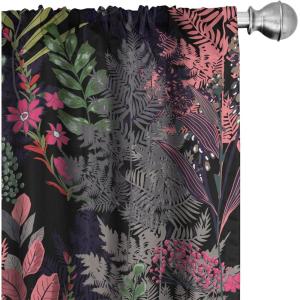 Ambesonne Garden Scene Curtains, Soft Tones Flowers Boho Pattern Springtime Inspired Neutral Art, Window Treatments 2 Panel Set for Living Room Bedroom, Pair of – 28″ x 95″, Lavender Blue Warm Taupe(Pastel Pink and Charcoal Grey)