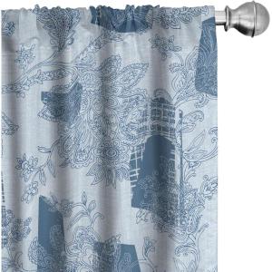 Ambesonne Garden Scene Curtains, Soft Tones Flowers Boho Pattern Springtime Inspired Neutral Art, Window Treatments 2 Panel Set for Living Room Bedroom, Pair of – 28″ x 95″, Lavender Blue Warm Taupe(Pale Blue and Dark Sky Blue)