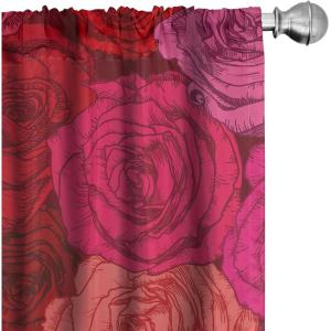 Ambesonne Garden Scene Curtains, Springtime Neutral Boho Pastel Colors Sketch Art of Minimalist Flowers Vintage, Window Treatments 2 Panel Set for Living Room Bedroom, Pair of – 28″ x 63″, Rose White(Hot Pink Coral Maroon)