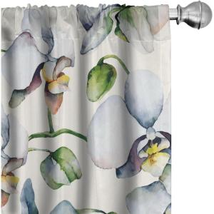 Ambesonne Garden Scene Curtains, Springtime Neutral Boho Pastel Colors Sketch Art of Minimalist Flowers Vintage, Window Treatments 2 Panel Set for Living Room Bedroom, Pair of – 28″ x 63″, Rose White(Reseda Green Soft Blue)