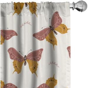 Ambesonne Garden Scene Curtains, Springtime Neutral Boho Pastel Colors Sketch Art of Minimalist Flowers Vintage, Window Treatments 2 Panel Set for Living Room Bedroom, Pair of – 28″ x 63″, Rose White(Pale Coffee and Pale Maroon)