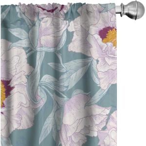 Ambesonne Garden Scene Curtains, Springtime Neutral Boho Pastel Colors Sketch Art of Minimalist Flowers Vintage, Window Treatments 2 Panel Set for Living Room Bedroom, Pair of – 28″ x 63″, Rose White(Cadet Blue Pale Mauve)