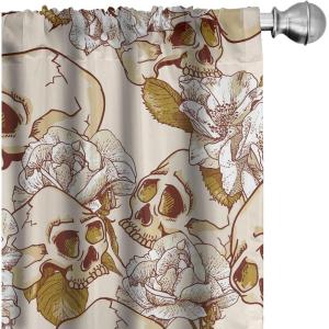 Ambesonne Garden Scene Curtains, Springtime Neutral Boho Pastel Colors Sketch Art of Minimalist Flowers Vintage, Window Treatments 2 Panel Set for Living Room Bedroom, Pair of – 28″ x 63″, Rose White(Pale Camel Fawn and Eggshell)