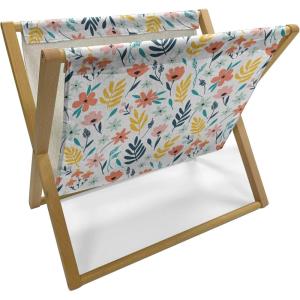 Ambesonne Hearts Magazine and Book Holder, Rhythmic Sponge Print Look Cutsy Valentines Romance Love, Floor Rack Decor for Interior of Home & Office, 22″ x 19″, Blush Pastel Pink(Salmon and Multicolor)