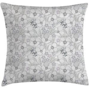 Ambesonne Modern Throw Pillow Cushion Cover, Geometric Triangle Shapes Zig Zag Triggering Lines Minimalist Pattern Print, Decorative Square Accent Pillow Case, 18″ X 18″, Black and White(Grey White)