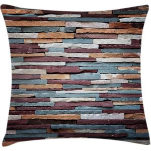 Ambesonne Modern Throw Pillow Cushion Cover, Geometric Triangle Shapes Zig Zag Triggering Lines Minimalist Pattern Print, Decorative Square Accent Pillow Case, 18″ X 18″, Black and White(Mauve Teal Ivory)