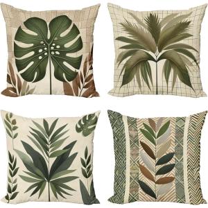 Ambesonne Modern Throw Pillow Cushion Cover, Geometric Triangle Shapes Zig Zag Triggering Lines Minimalist Pattern Print, Decorative Square Accent Pillow Case, 18″ X 18″, Black and White(Umber Forest Green Ivory)