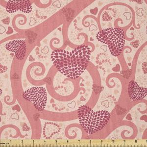 Ambesonne Romantic Fabric by The Yard, Flowers Hearts Valentines Celebration Birthday Lovers Twiggy Branches, Stretch Knit Fabric for Clothing Sewing and Arts Crafts, 1 Yard, Coral Pale Peach Pink(Coral Pale Peach Pink)
