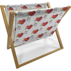 Ambesonne Romantic Magazine and Book Holder, Continuous Hand Drawn Hearts as Clover Leaves Monochrome Valentine’s Day, Floor Rack Decor for Interior of Home & Office, 22″ x 19″, Hot Pink and White(Vermilion Pale Orange)