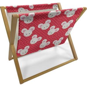 Ambesonne Romantic Magazine and Book Holder, Continuous Hand Drawn Hearts as Clover Leaves Monochrome Valentine’s Day, Floor Rack Decor for Interior of Home & Office, 22″ x 19″, Hot Pink and White(Dark Pink and White)