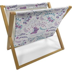 Ambesonne Rose Magazine and Book Holder, Blossoming Romantic Valentines Day Themed Flowers Feminine Style Blooms, Floor Rack Decor for Interior of Home & Office, 22″ x 19″, Magenta Peach and Green(Dark Turquoise Dark Blue)