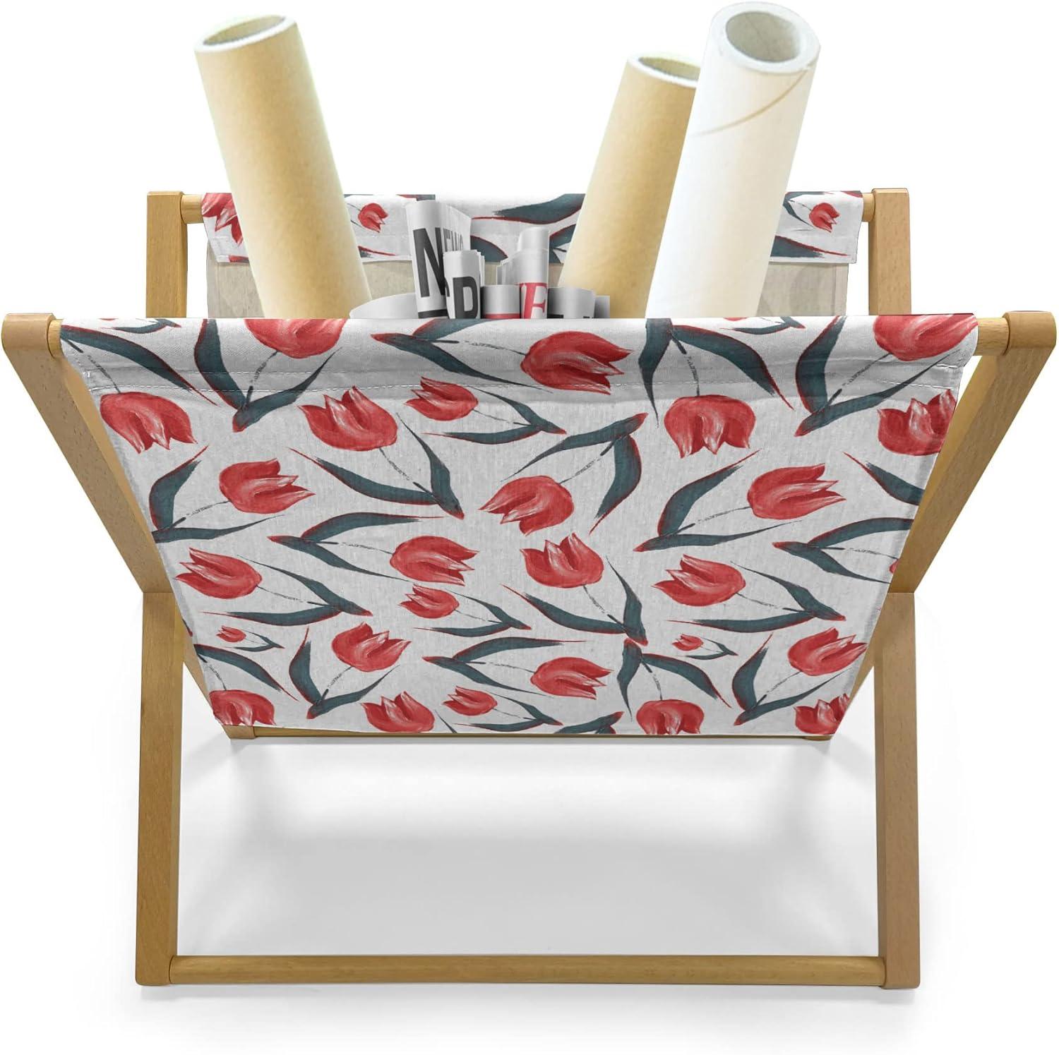 imageAmbesonne Feminine Magazine and Book Holder Pattern of Lipstick Kiss Marks Woman Valentines Wedding Theme Illustration Floor Rack Decor for Interior of Home amp Office 22 x 19 White RedRed Green