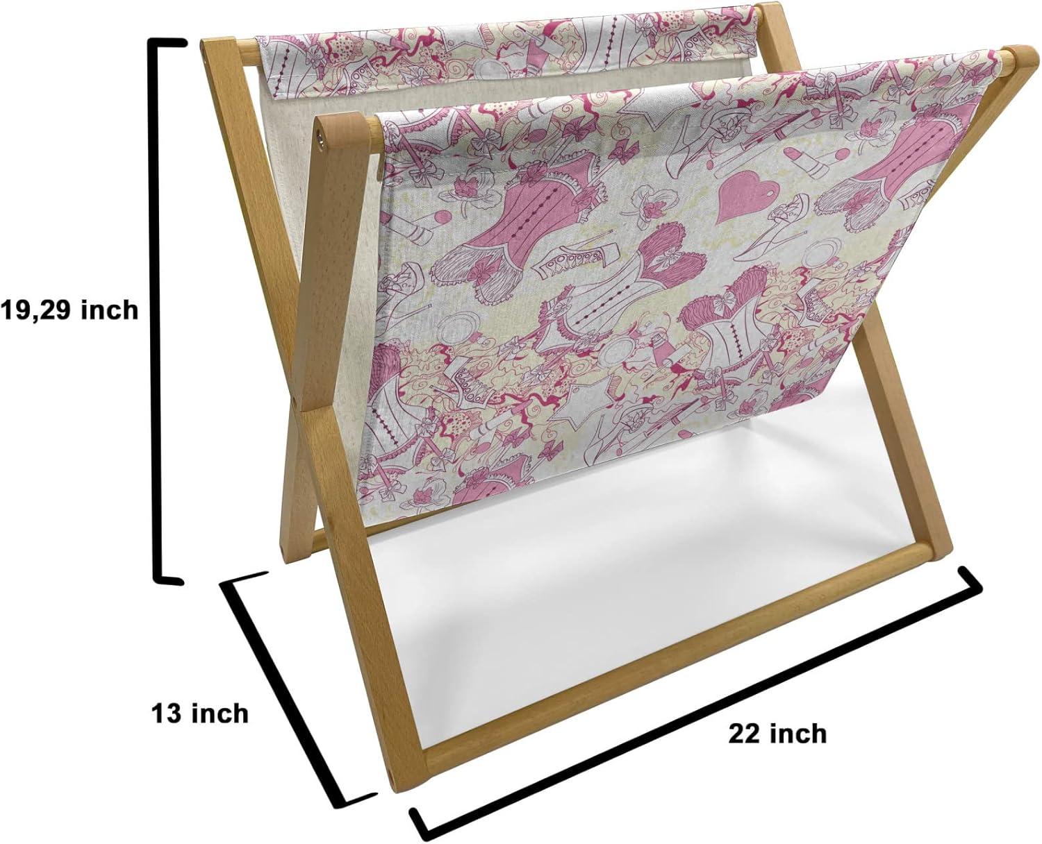 imageAmbesonne Feminine Magazine and Book Holder Pattern of Lipstick Kiss Marks Woman Valentines Wedding Theme Illustration Floor Rack Decor for Interior of Home amp Office 22 x 19 White RedBeige and Pink
