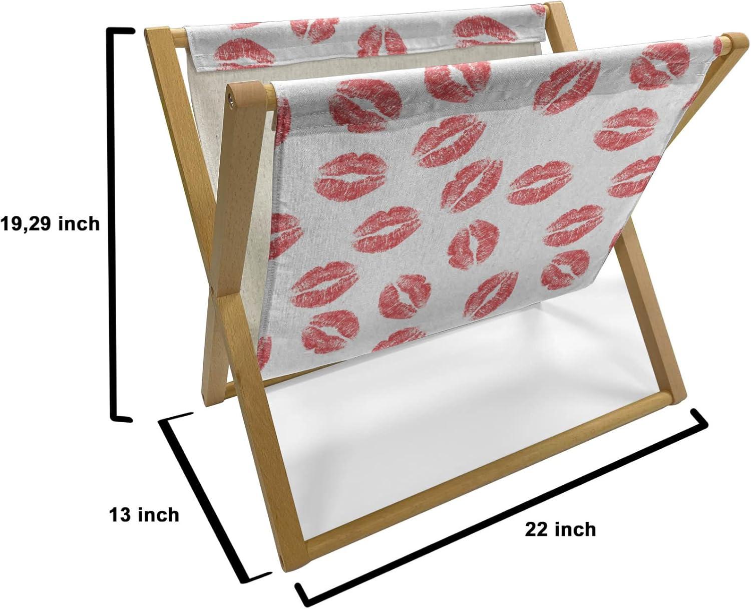 imageAmbesonne Feminine Magazine and Book Holder Pattern of Lipstick Kiss Marks Woman Valentines Wedding Theme Illustration Floor Rack Decor for Interior of Home amp Office 22 x 19 White RedWhite Red