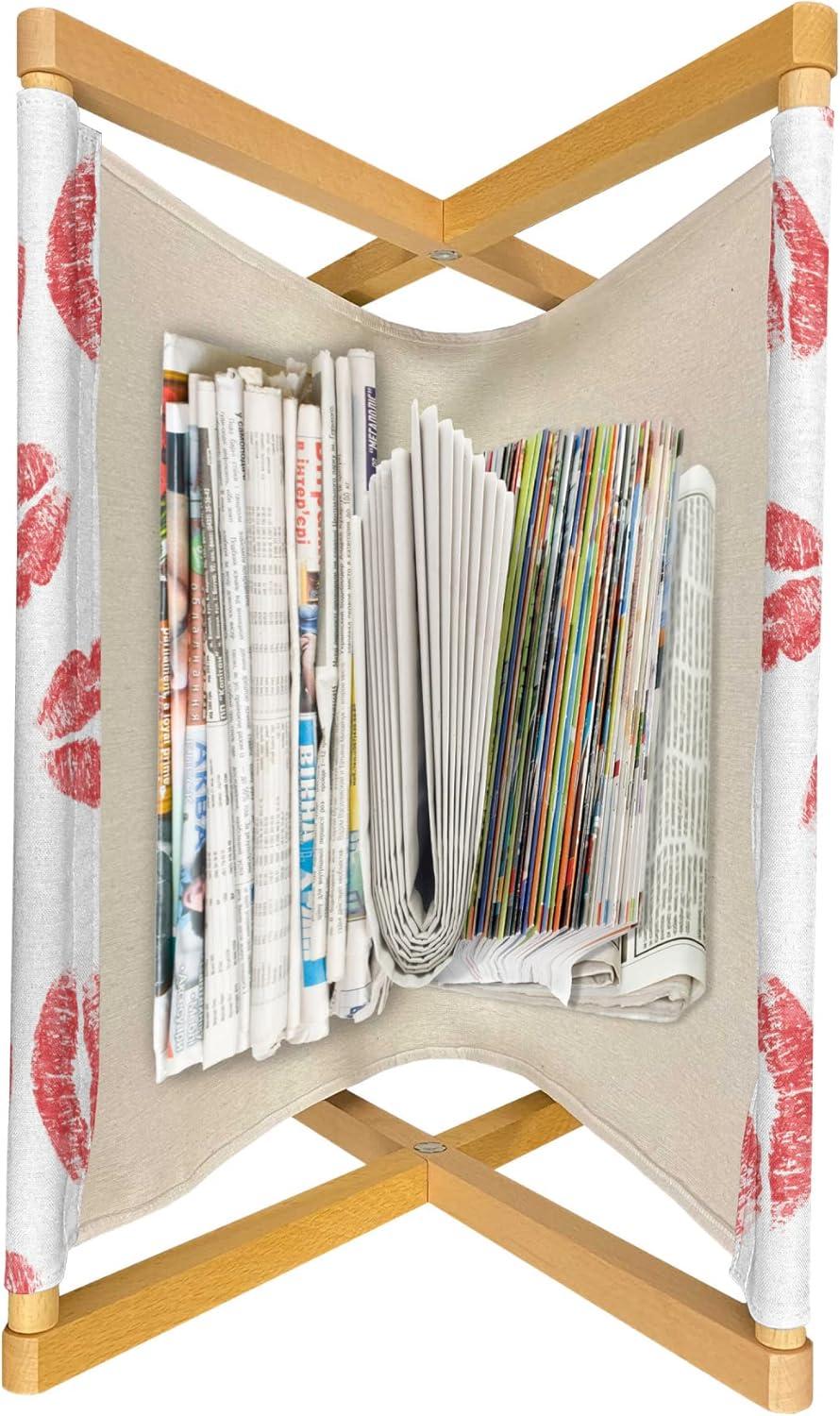 imageAmbesonne Feminine Magazine and Book Holder Pattern of Lipstick Kiss Marks Woman Valentines Wedding Theme Illustration Floor Rack Decor for Interior of Home amp Office 22 x 19 White RedWhite Red