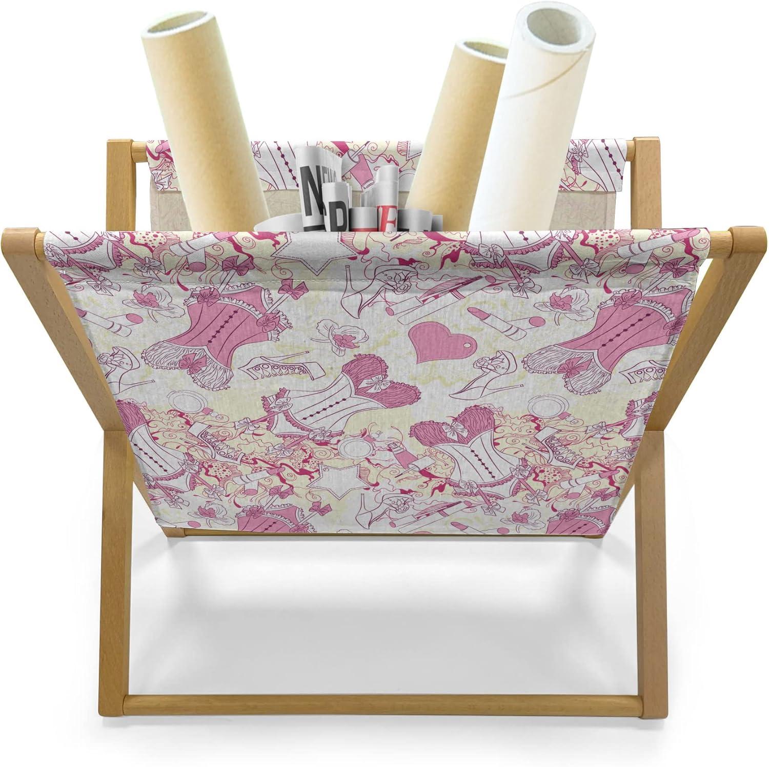 imageAmbesonne Feminine Magazine and Book Holder Pattern of Lipstick Kiss Marks Woman Valentines Wedding Theme Illustration Floor Rack Decor for Interior of Home amp Office 22 x 19 White RedBeige and Pink