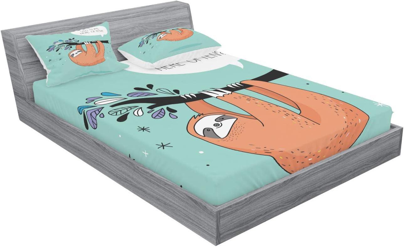 imageAmbesonne Fox Fitted Sheet amp Pillow Sham Set Fox in The Winter Forest Abstract Cartoon Trees and Nature Animal Pattern Decorative Printed 2 Piece Bedding Decor Set Twin Pale Sage Green OrangeSeafoam Orange