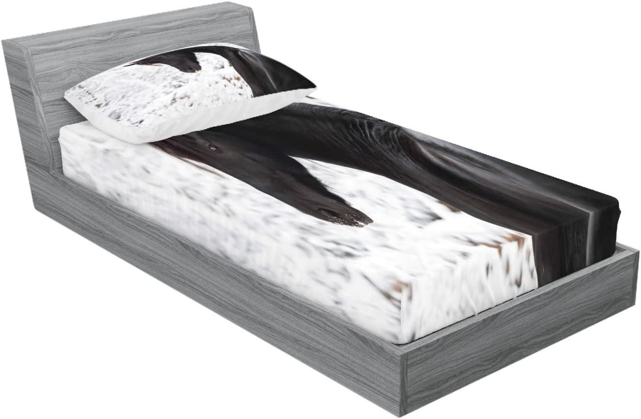 imageAmbesonne Fox Fitted Sheet amp Pillow Sham Set Fox in The Winter Forest Abstract Cartoon Trees and Nature Animal Pattern Decorative Printed 2 Piece Bedding Decor Set Twin Pale Sage Green OrangeWhite Dark Grey