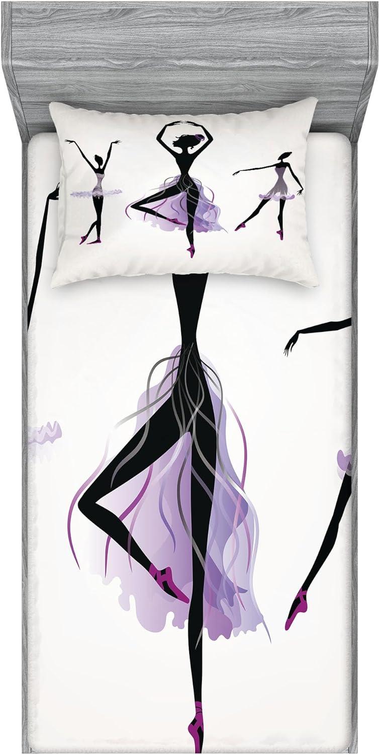 imageAmbesonne Fox Fitted Sheet amp Pillow Sham Set Fox in The Winter Forest Abstract Cartoon Trees and Nature Animal Pattern Decorative Printed 2 Piece Bedding Decor Set Twin Pale Sage Green OrangeOff White Black Mauve