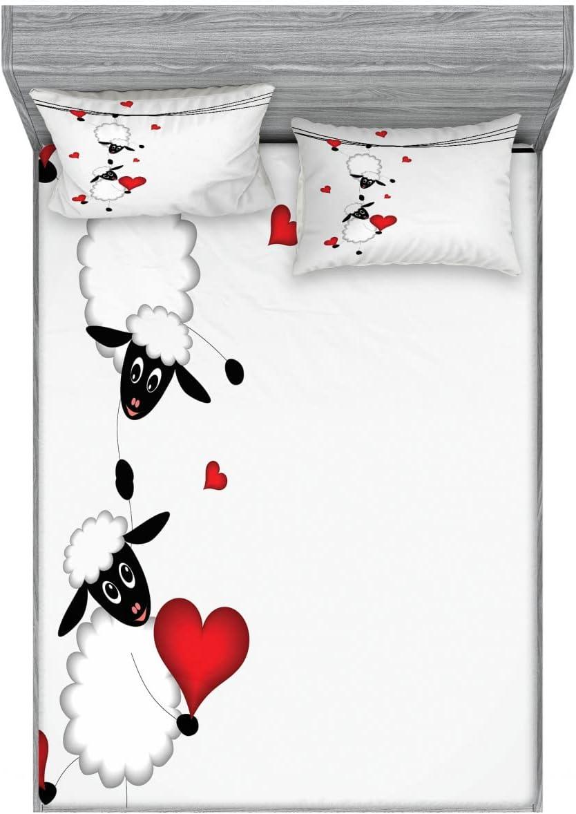 imageAmbesonne Fox Fitted Sheet amp Pillow Sham Set Fox in The Winter Forest Abstract Cartoon Trees and Nature Animal Pattern Decorative Printed 2 Piece Bedding Decor Set Twin Pale Sage Green OrangeRed White Black