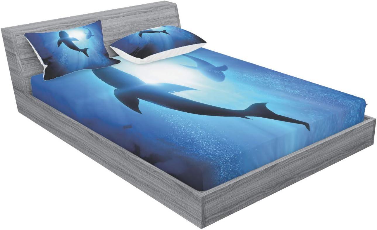 imageAmbesonne Fox Fitted Sheet amp Pillow Sham Set Fox in The Winter Forest Abstract Cartoon Trees and Nature Animal Pattern Decorative Printed 2 Piece Bedding Decor Set Twin Pale Sage Green OrangeRoyal Blue