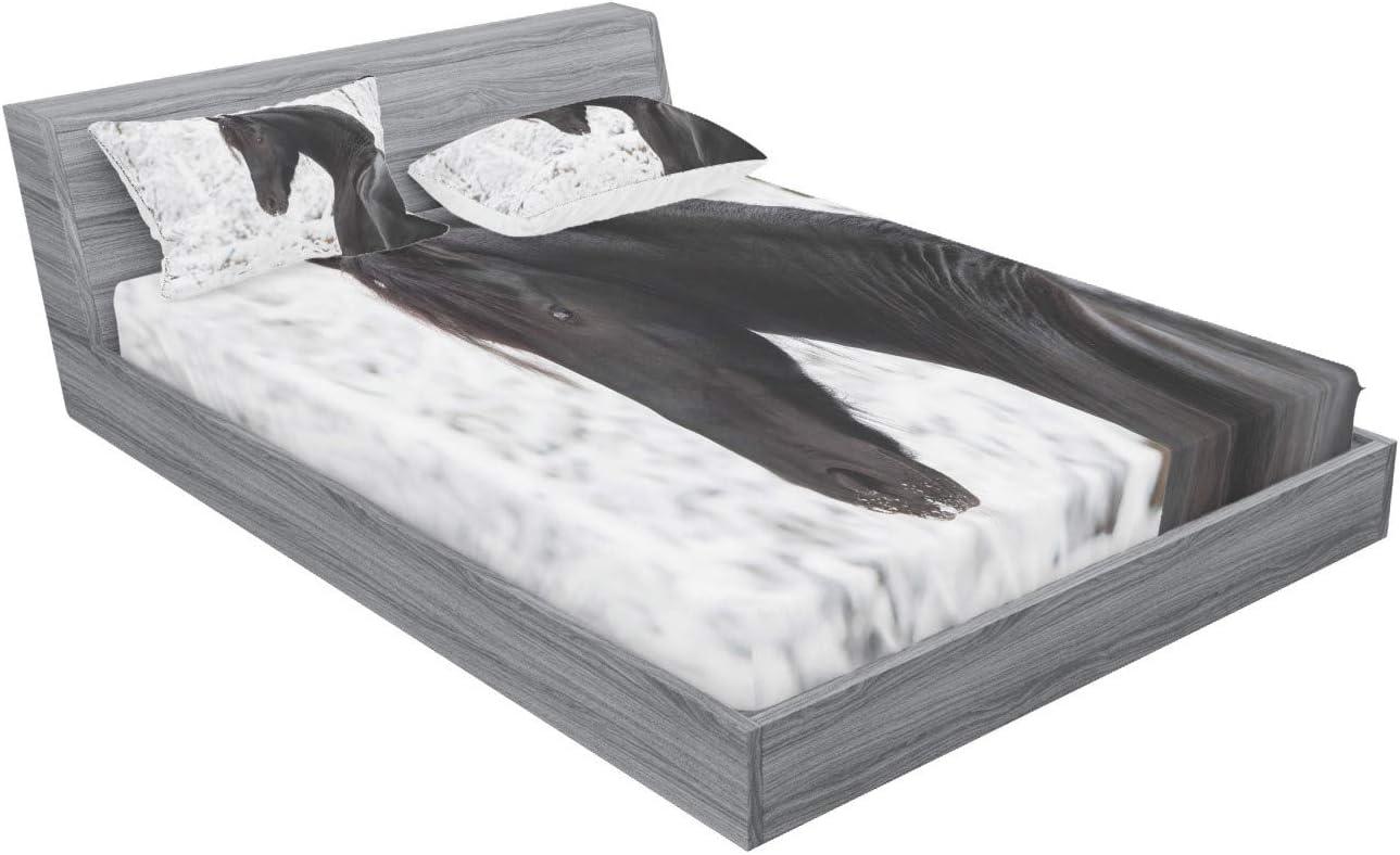 imageAmbesonne Fox Fitted Sheet amp Pillow Sham Set Fox in The Winter Forest Abstract Cartoon Trees and Nature Animal Pattern Decorative Printed 2 Piece Bedding Decor Set Twin Pale Sage Green OrangeWhite Dark Grey