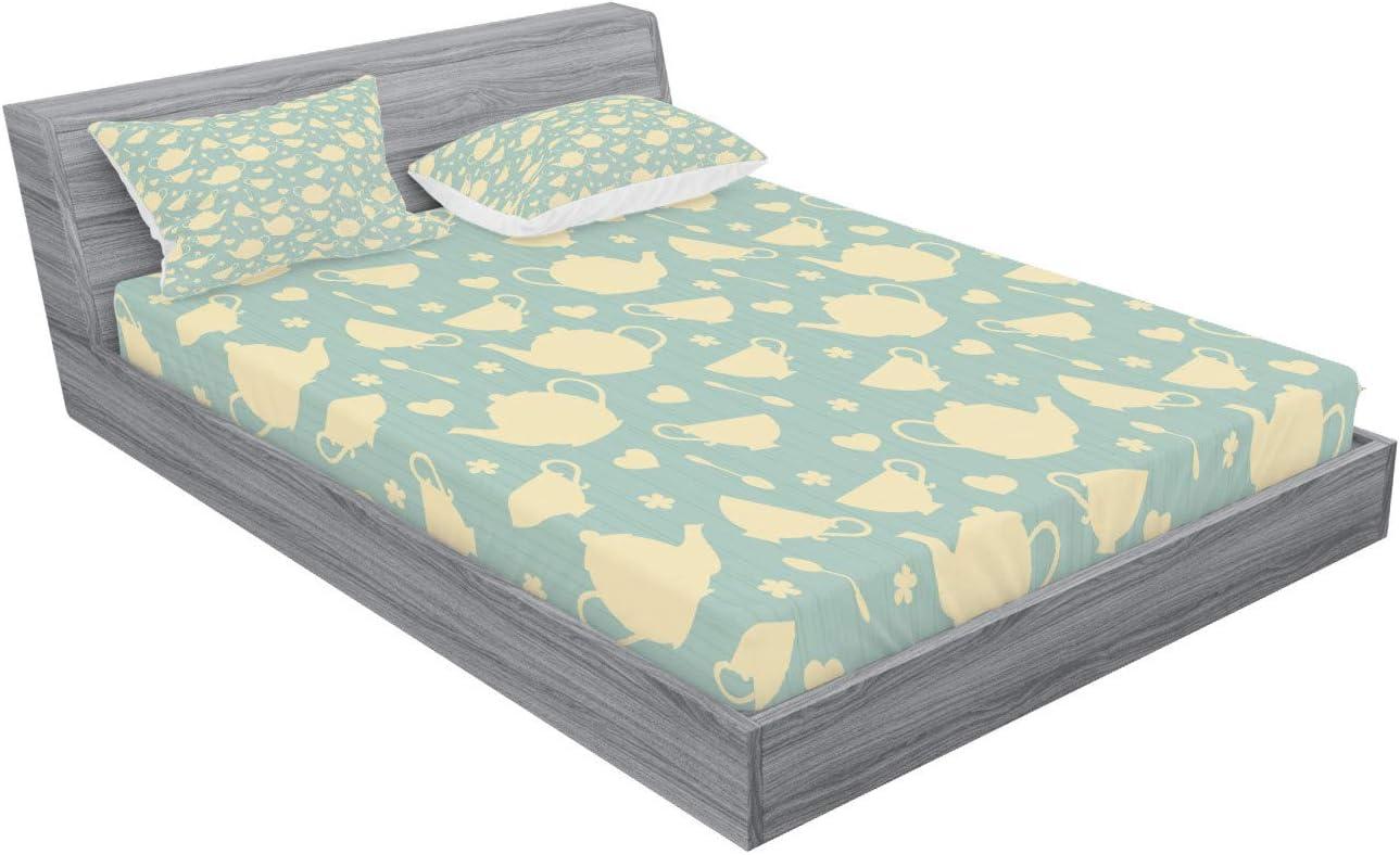 imageAmbesonne Fox Fitted Sheet amp Pillow Sham Set Fox in The Winter Forest Abstract Cartoon Trees and Nature Animal Pattern Decorative Printed 2 Piece Bedding Decor Set Twin Pale Sage Green OrangePale Yellow Turquoise