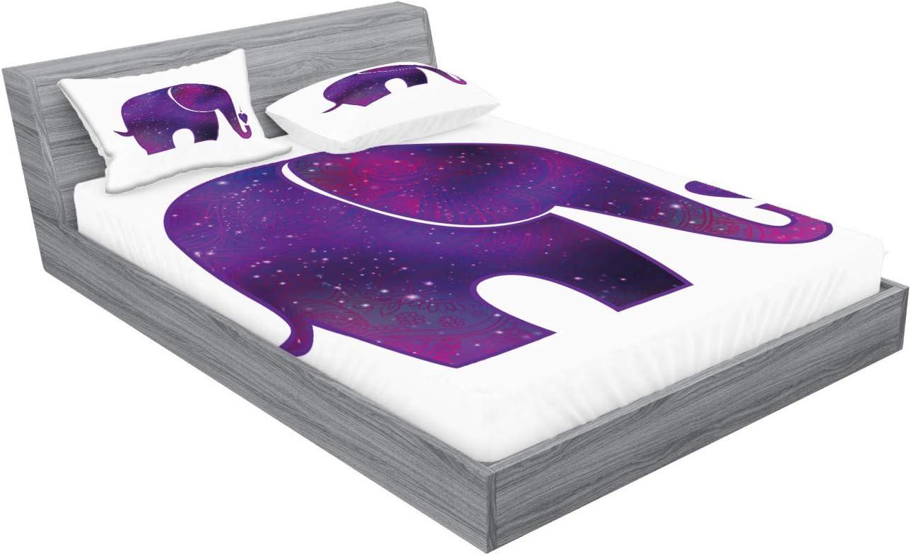 imageAmbesonne Fox Fitted Sheet amp Pillow Sham Set Fox in The Winter Forest Abstract Cartoon Trees and Nature Animal Pattern Decorative Printed 2 Piece Bedding Decor Set Twin Pale Sage Green OrangeFuchsia and Purple
