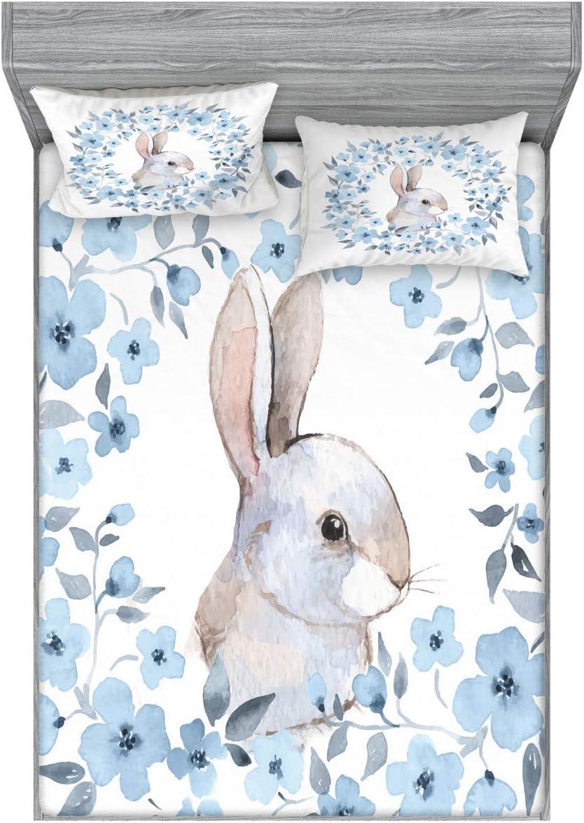 imageAmbesonne Fox Fitted Sheet amp Pillow Sham Set Fox in The Winter Forest Abstract Cartoon Trees and Nature Animal Pattern Decorative Printed 2 Piece Bedding Decor Set Twin Pale Sage Green OrangeBlue White