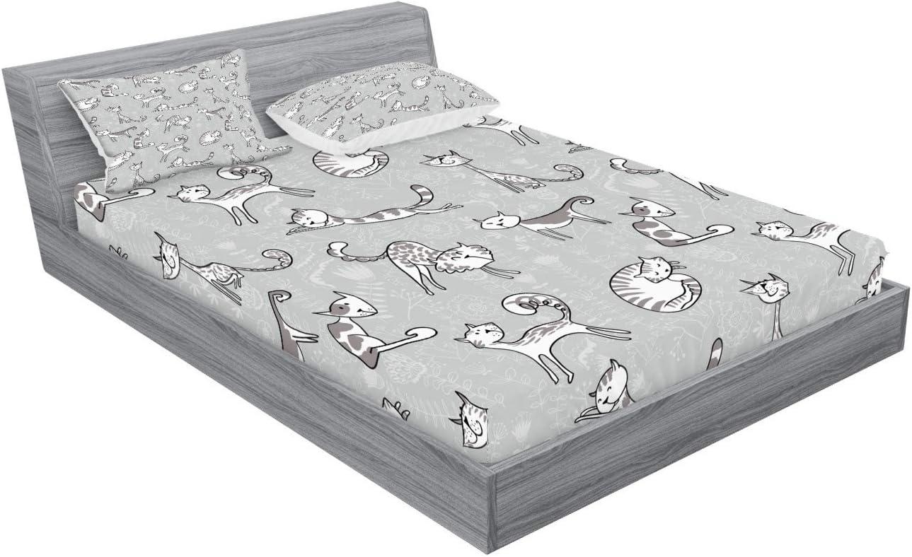 imageAmbesonne Fox Fitted Sheet amp Pillow Sham Set Fox in The Winter Forest Abstract Cartoon Trees and Nature Animal Pattern Decorative Printed 2 Piece Bedding Decor Set Twin Pale Sage Green OrangePale Grey