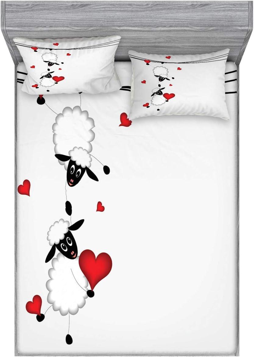 imageAmbesonne Fox Fitted Sheet amp Pillow Sham Set Fox in The Winter Forest Abstract Cartoon Trees and Nature Animal Pattern Decorative Printed 2 Piece Bedding Decor Set Twin Pale Sage Green OrangeRed White Black