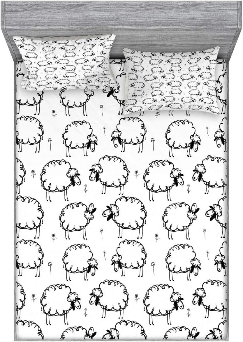imageAmbesonne Fox Fitted Sheet amp Pillow Sham Set Fox in The Winter Forest Abstract Cartoon Trees and Nature Animal Pattern Decorative Printed 2 Piece Bedding Decor Set Twin Pale Sage Green OrangeDark Grey White