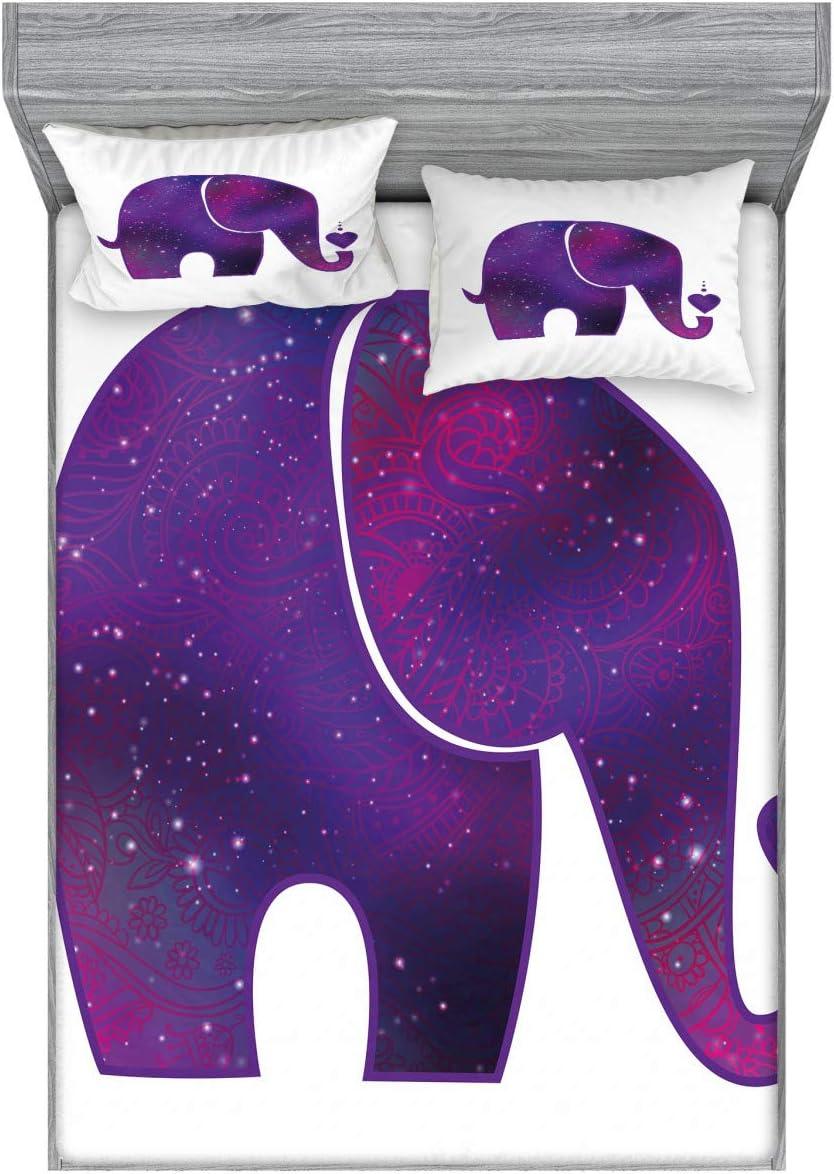 imageAmbesonne Fox Fitted Sheet amp Pillow Sham Set Fox in The Winter Forest Abstract Cartoon Trees and Nature Animal Pattern Decorative Printed 2 Piece Bedding Decor Set Twin Pale Sage Green OrangeFuchsia and Purple