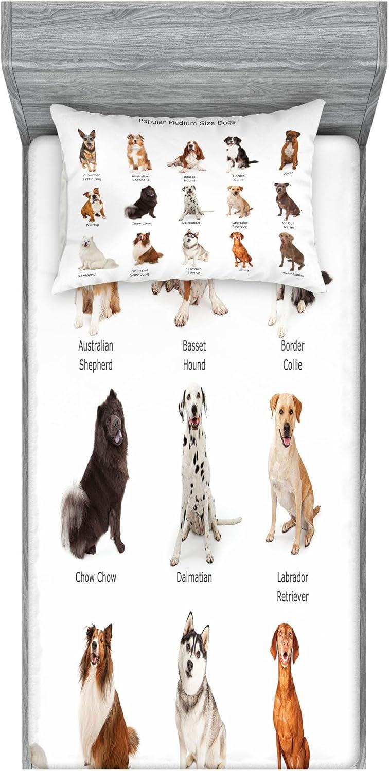 imageAmbesonne Fox Fitted Sheet amp Pillow Sham Set Fox in The Winter Forest Abstract Cartoon Trees and Nature Animal Pattern Decorative Printed 2 Piece Bedding Decor Set Twin Pale Sage Green OrangeWhite Brown and Grey