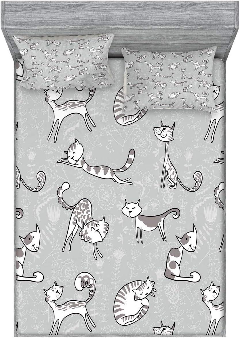 imageAmbesonne Fox Fitted Sheet amp Pillow Sham Set Fox in The Winter Forest Abstract Cartoon Trees and Nature Animal Pattern Decorative Printed 2 Piece Bedding Decor Set Twin Pale Sage Green OrangePale Grey