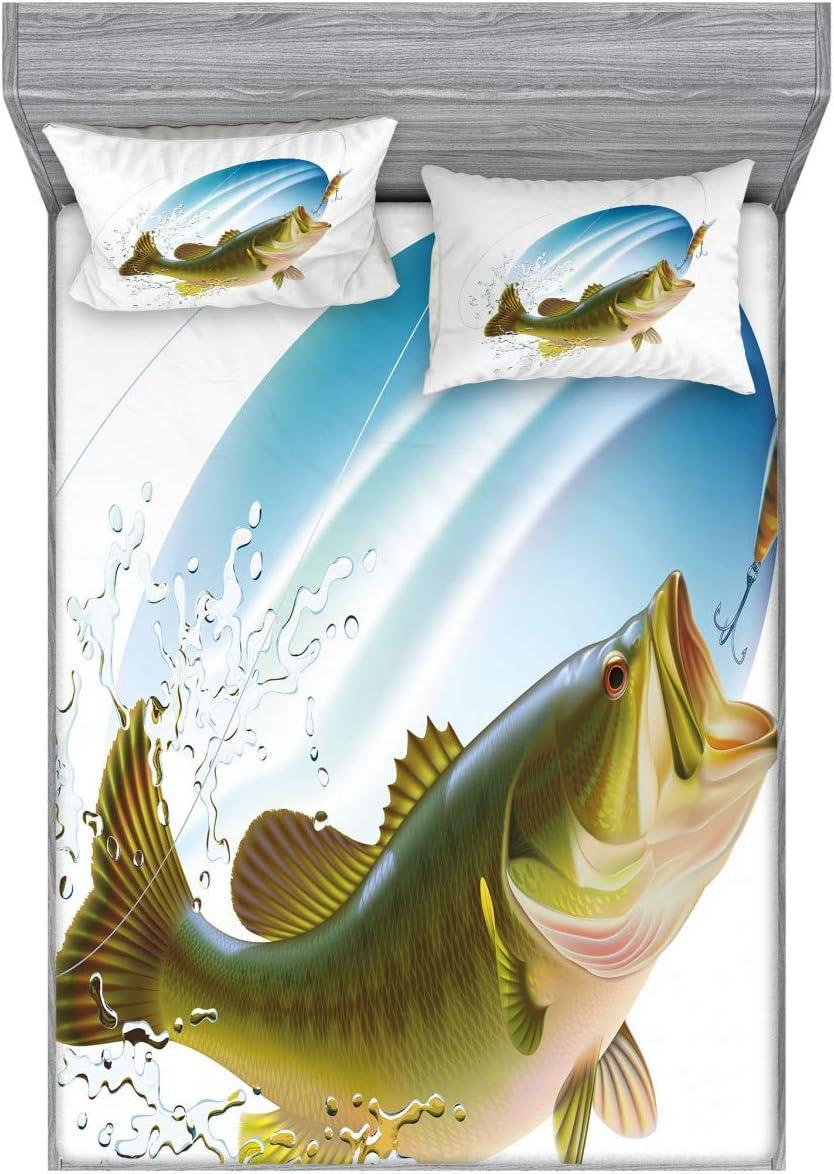 imageAmbesonne Fox Fitted Sheet amp Pillow Sham Set Fox in The Winter Forest Abstract Cartoon Trees and Nature Animal Pattern Decorative Printed 2 Piece Bedding Decor Set Twin Pale Sage Green OrangeBlue and Green