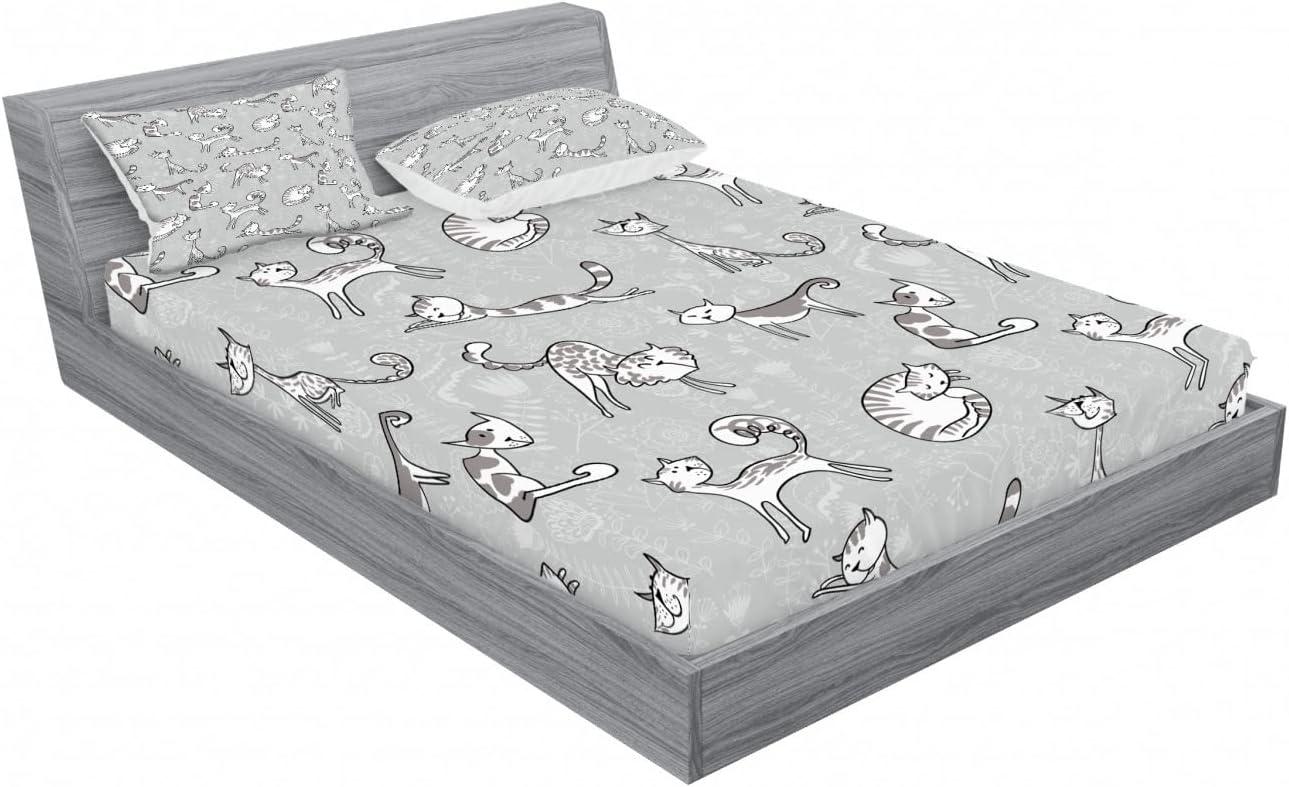 imageAmbesonne Fox Fitted Sheet amp Pillow Sham Set Fox in The Winter Forest Abstract Cartoon Trees and Nature Animal Pattern Decorative Printed 2 Piece Bedding Decor Set Twin Pale Sage Green OrangePale Grey