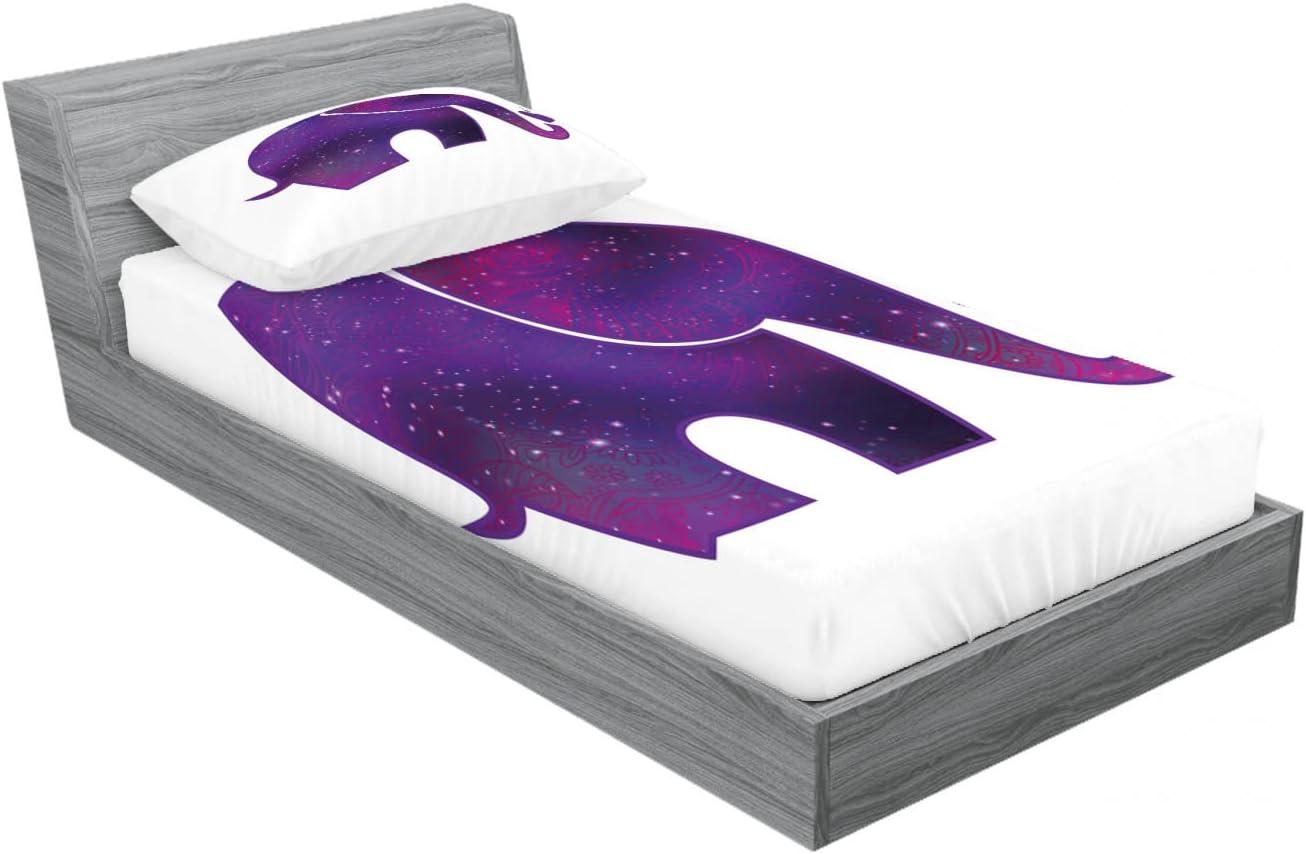 imageAmbesonne Fox Fitted Sheet amp Pillow Sham Set Fox in The Winter Forest Abstract Cartoon Trees and Nature Animal Pattern Decorative Printed 2 Piece Bedding Decor Set Twin Pale Sage Green OrangeFuchsia and Purple