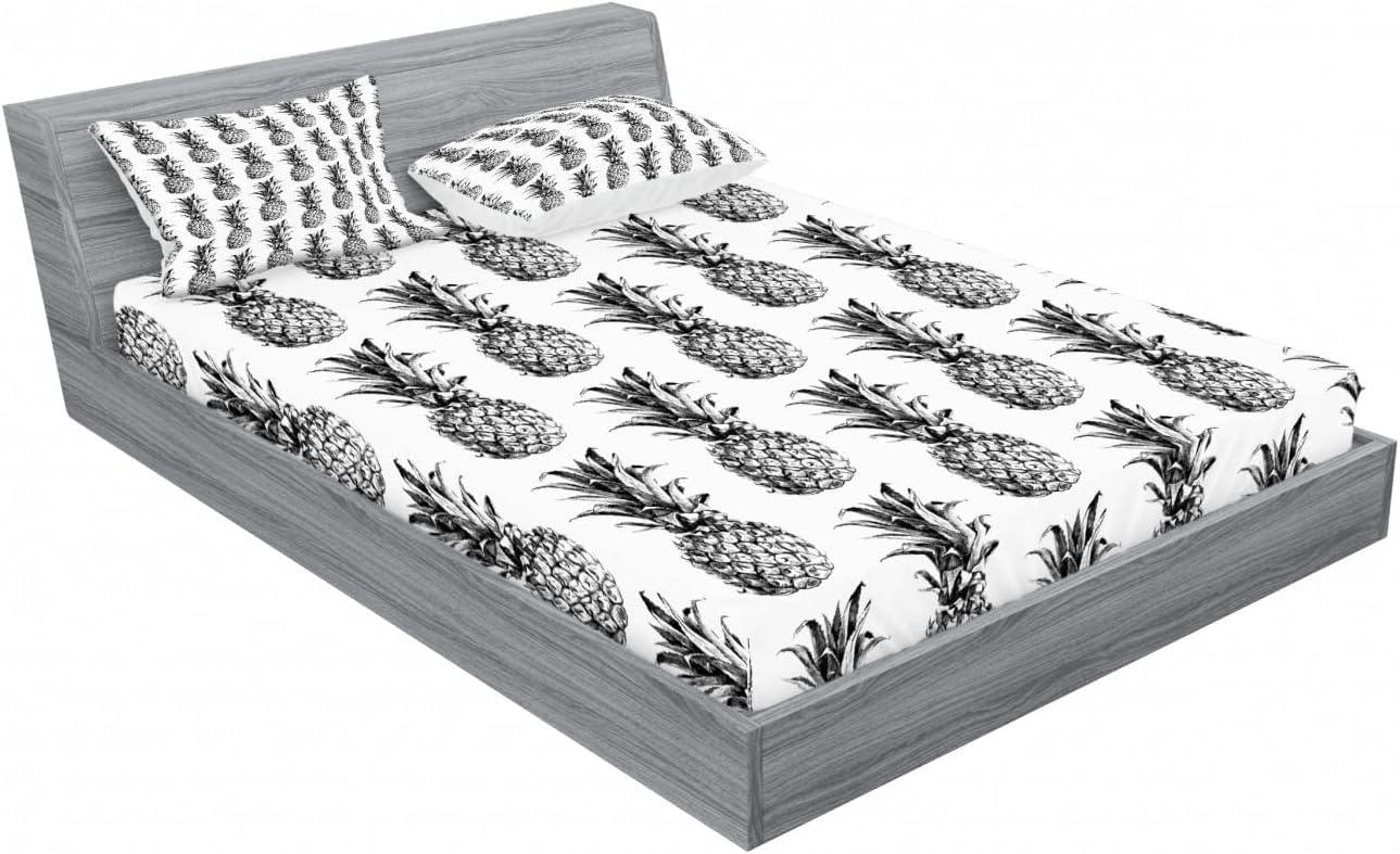 imageAmbesonne Fox Fitted Sheet amp Pillow Sham Set Fox in The Winter Forest Abstract Cartoon Trees and Nature Animal Pattern Decorative Printed 2 Piece Bedding Decor Set Twin Pale Sage Green OrangeBlack Gray