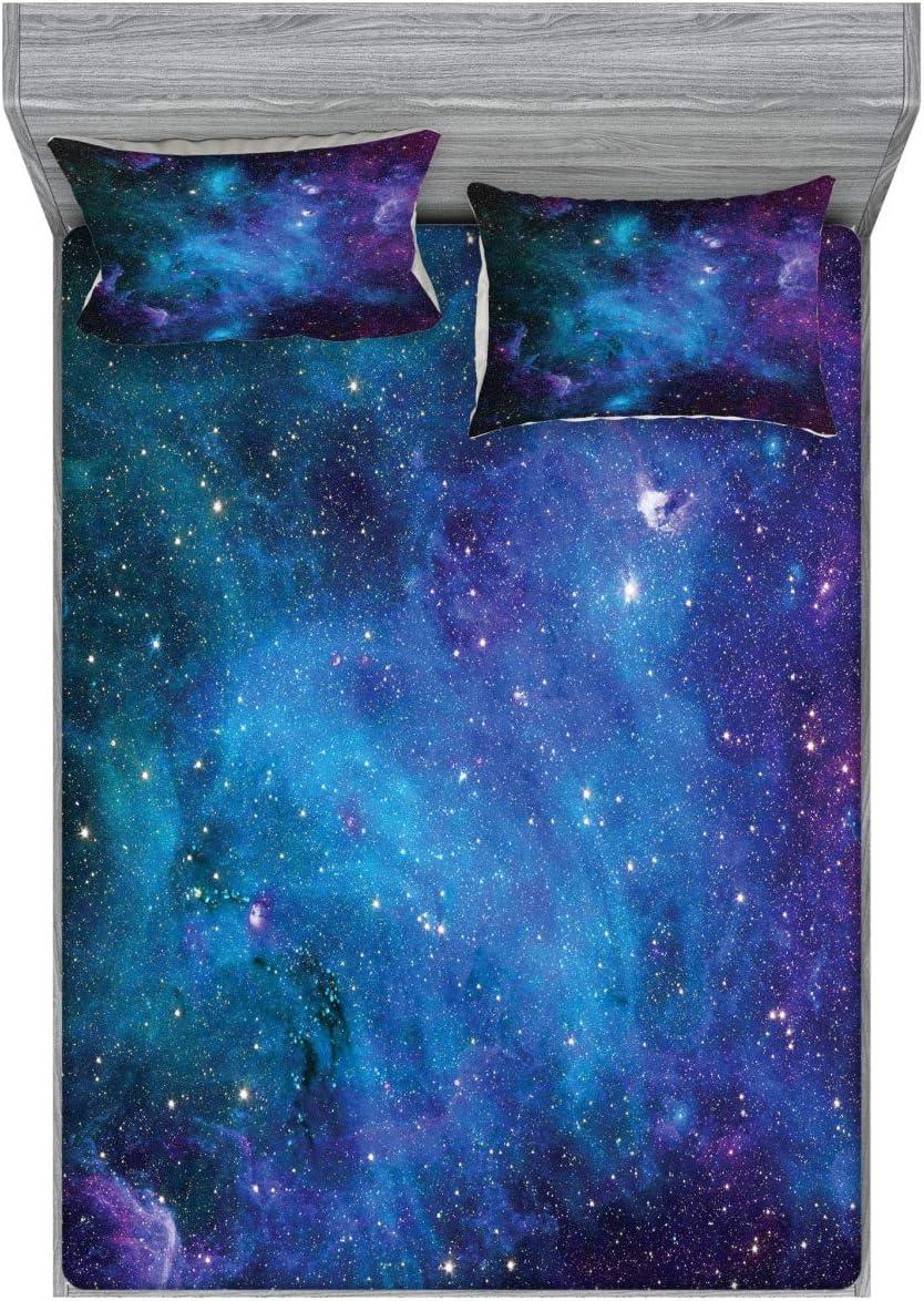 imageAmbesonne Fox Fitted Sheet amp Pillow Sham Set Fox in The Winter Forest Abstract Cartoon Trees and Nature Animal Pattern Decorative Printed 2 Piece Bedding Decor Set Twin Pale Sage Green OrangeNavy Blue